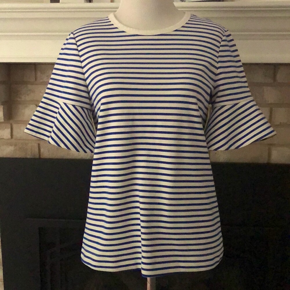 Draper James Blue Striped Bell Sleeve Top size XS